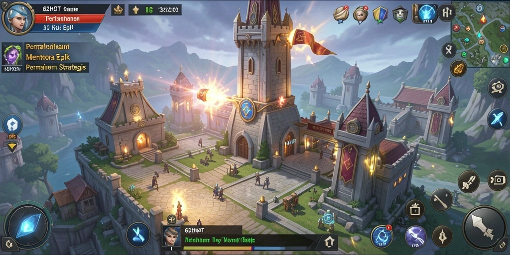 Screenshot gameplay Tower Defense 62HOT yang menampilkan aksi pertahanan menara.