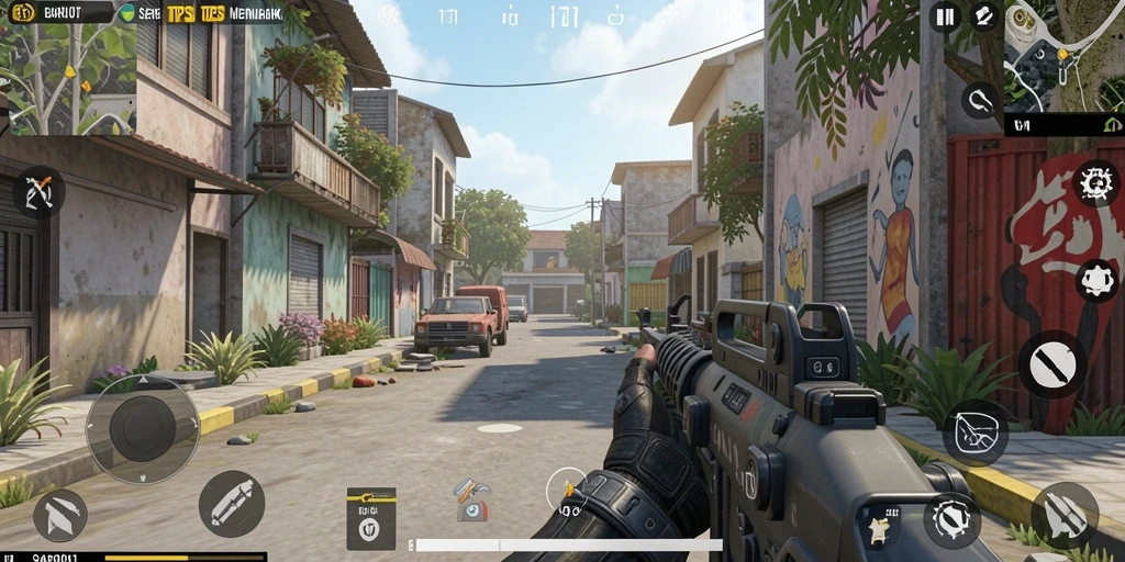 Screenshot gameplay seru dari BARU01 di sesi pertempuran.