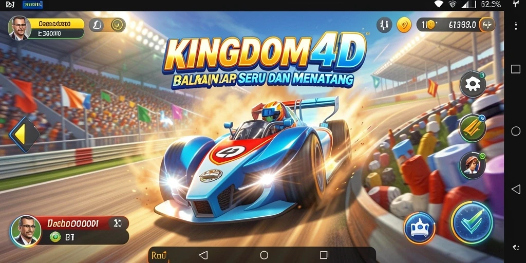 Screenshot KINGDOM4D menampilkan aksi cepat di lintasan balap.