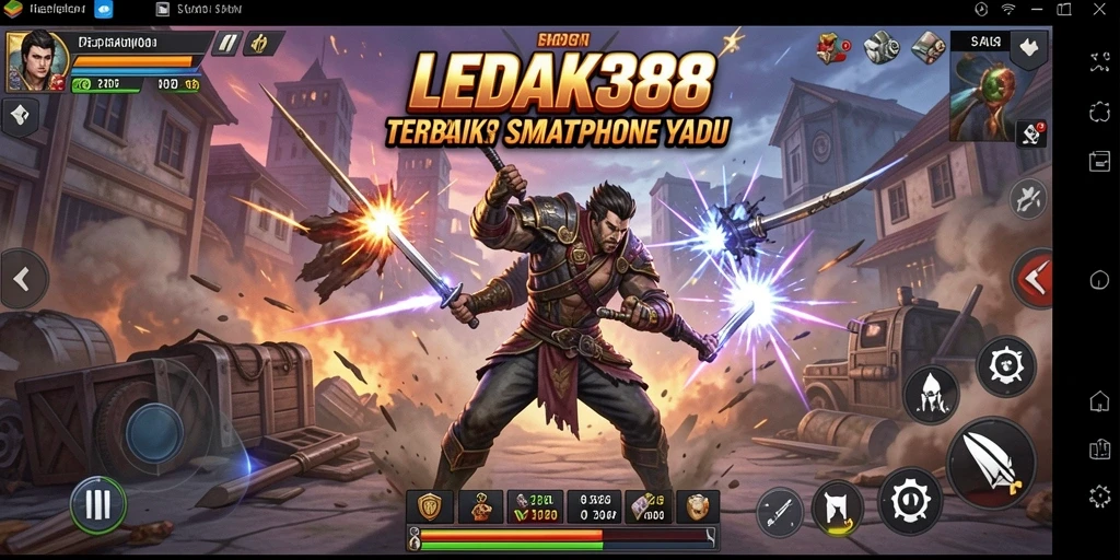 Tampilan futuristik dari gameplay pertarungan LEDAK388