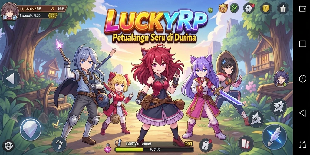 Tangkapan layar gameplay LUCKYRP yang menampilkan karakter Anime dalam aksi.