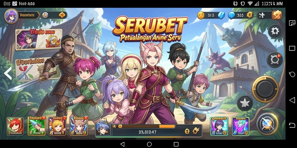 Tampilan gameplay <strong>SERUBET</strong> dengan karakter anime yang penuh aksi.