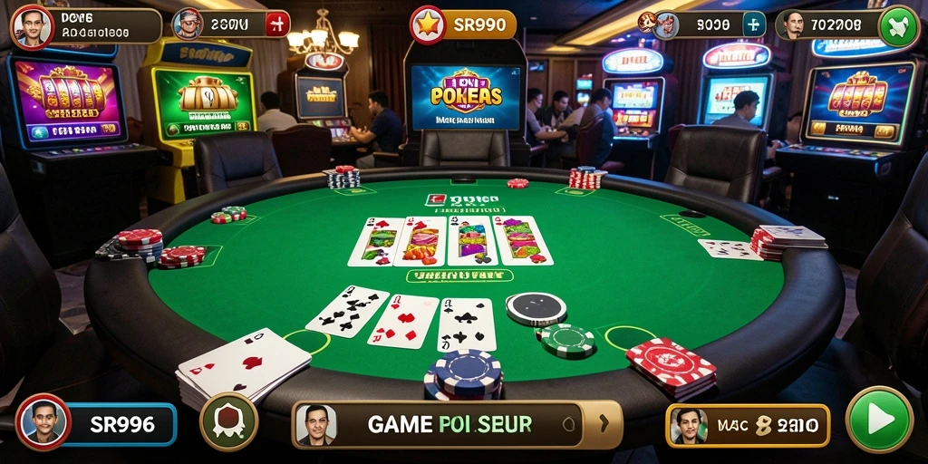 Tampilan gameplay Poker yang mendebarkan di SR996.