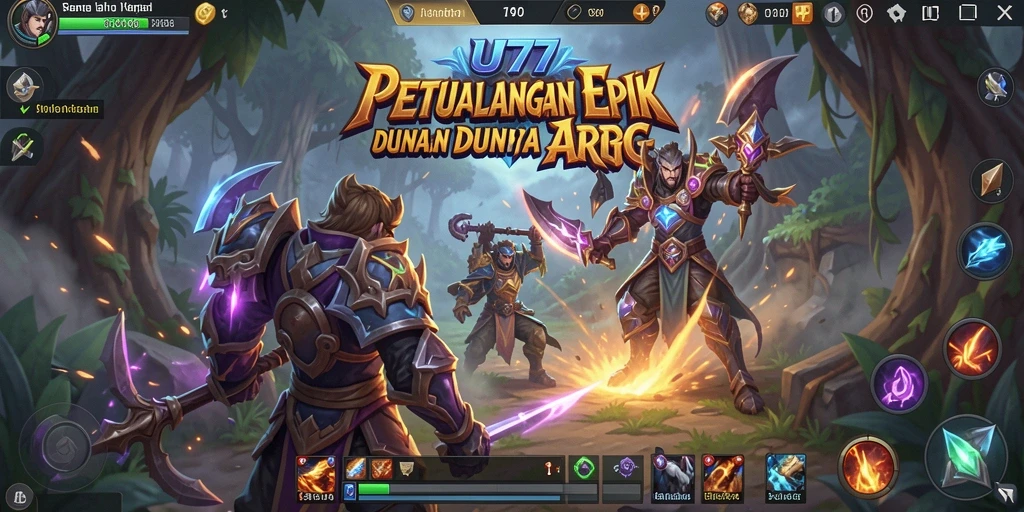 Screenshot UT77 menampilkan aksi pertarungan epik dalam ARPG.