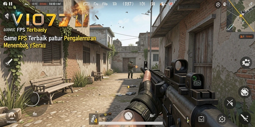 Screenshot utama VIO77 menunjukkan aksi menembak intens dalam game FPS.